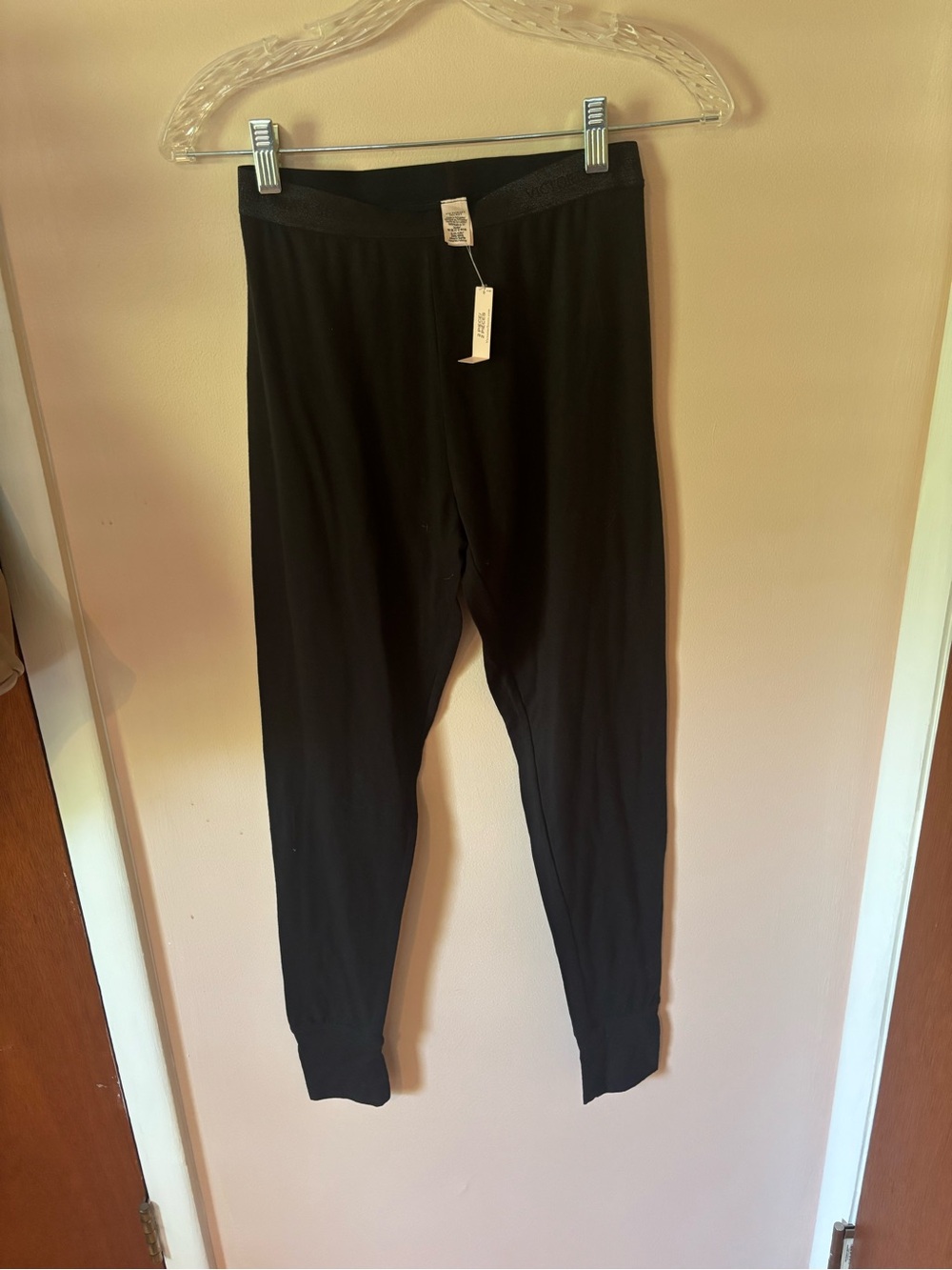 Victoria Secret NWT Black Jogger Sleep Pants Small Sparkle Waistband